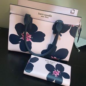 Kate Spade floral satchel with matching wallet